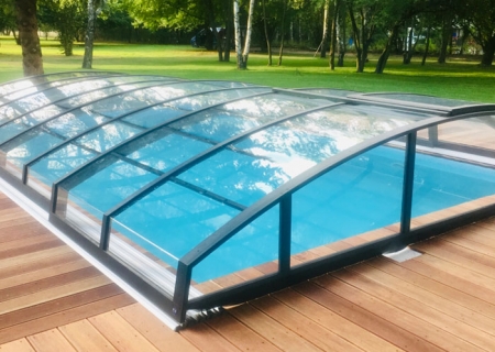 Swimming pool roofing