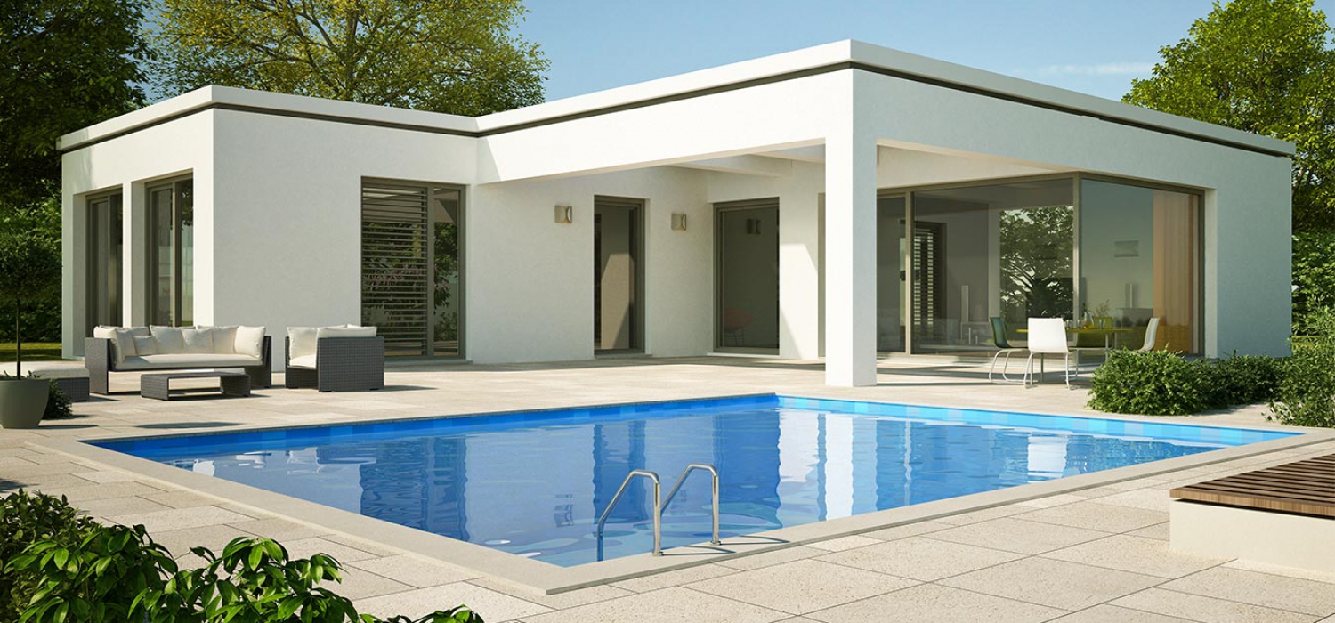 Garden with a swimming pool