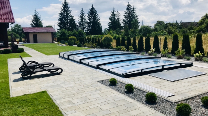 Swimming pool roofing